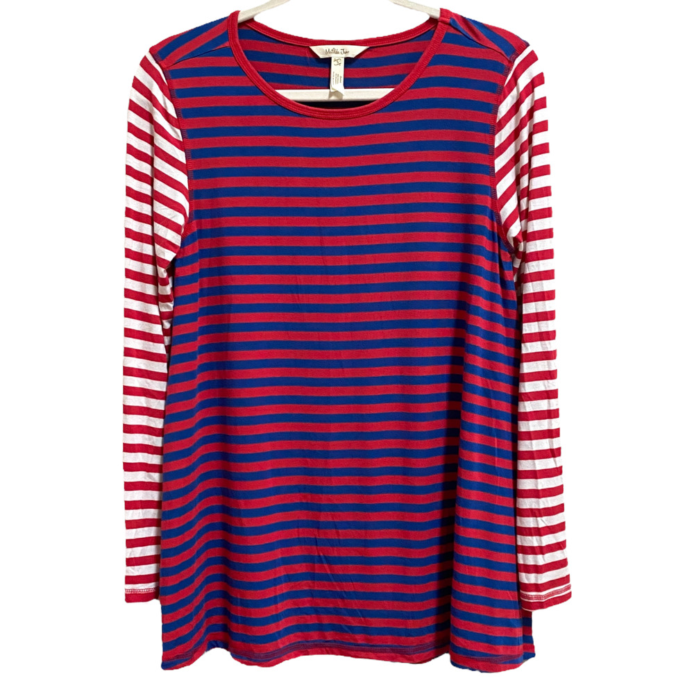 Matilda Jane Womens Top Striped Shirt Size Small Red Blue White Stripes July 4th